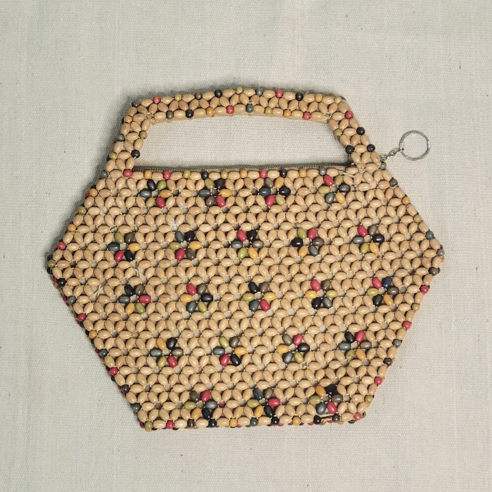 Czechoslovakia Vintage Wooden Beaded Purse 30's/40's